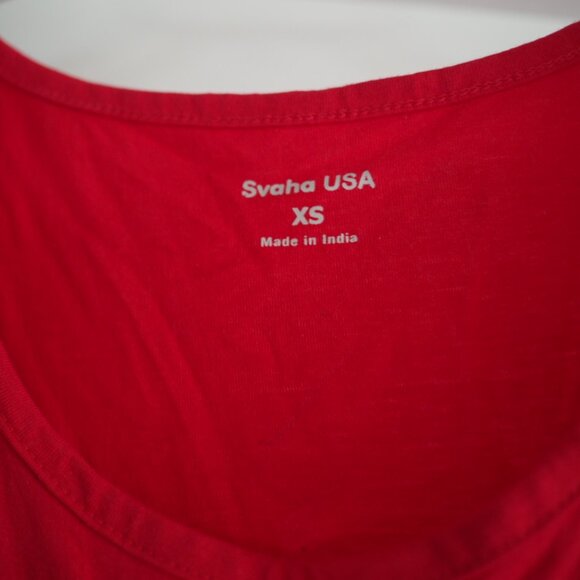 Svaha USA Red Sleeveless Twirl Dress Sz XS With Pockets 100% Cotton - Picture 3 of 8